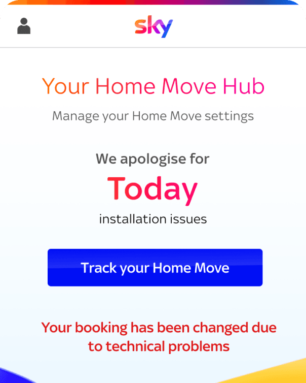 Sky Home Move error message