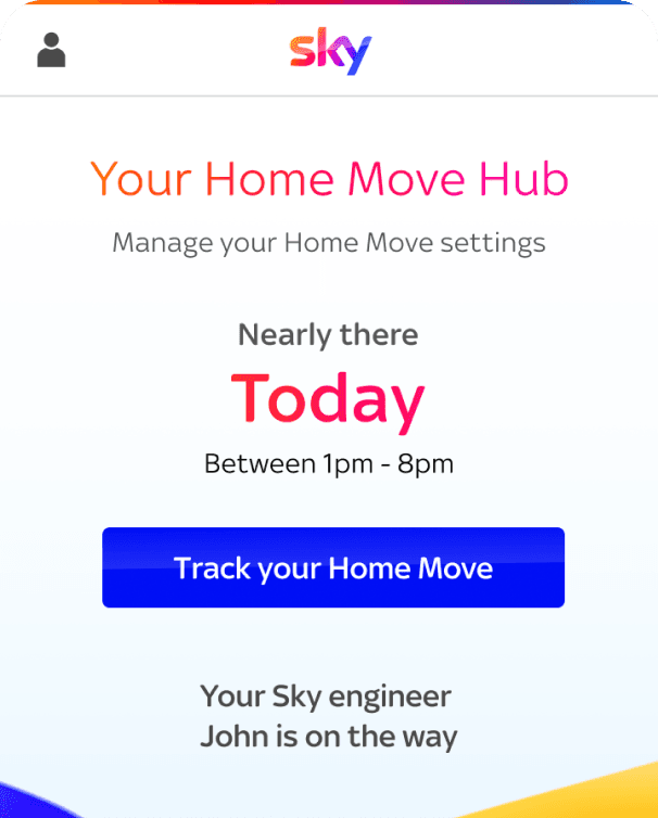 Sky Home Move message at 0 days