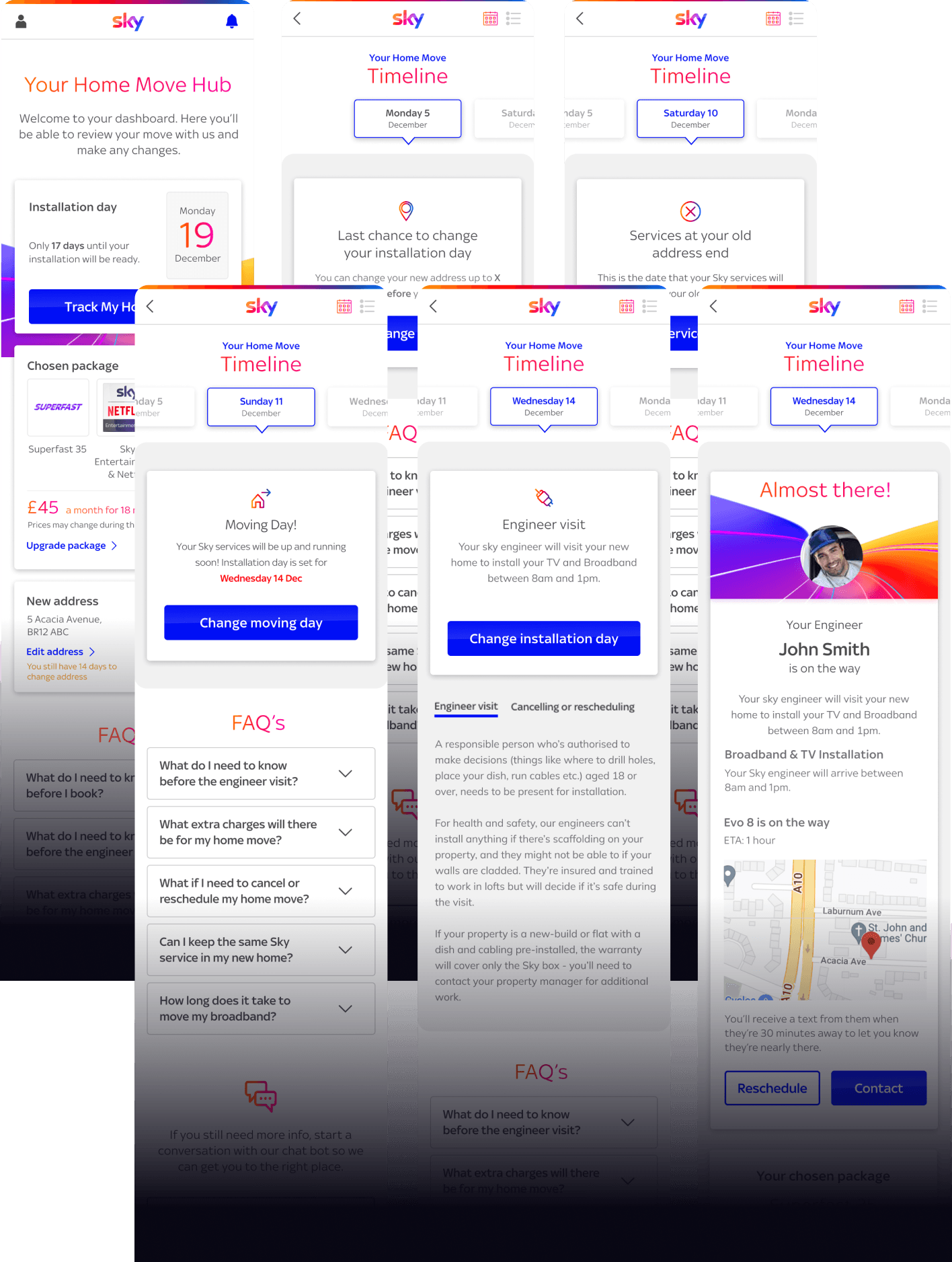 Sky Home Move tracking solution with timeline component