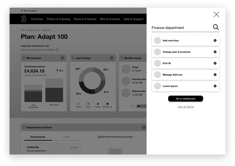 Dashboard variant sidenav search