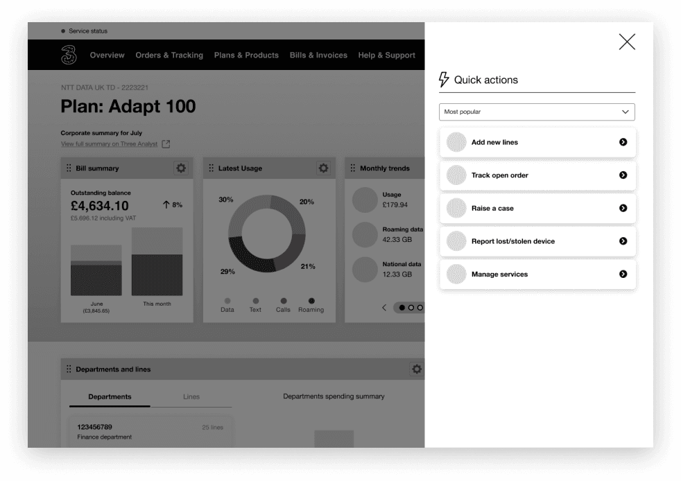 Dashboard variant sidenav quick actions