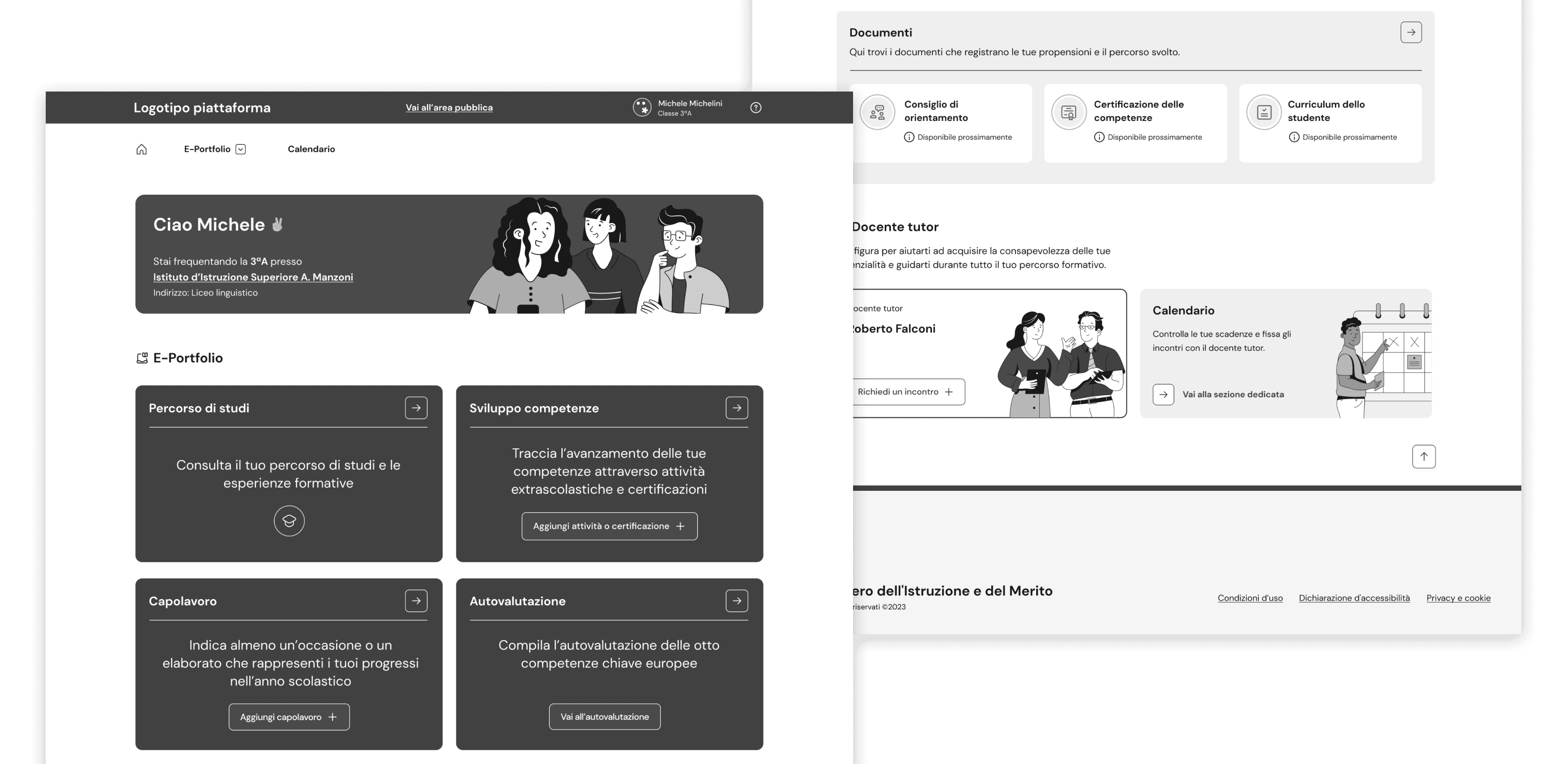 Wireframe E-Portfolio homepage final structure